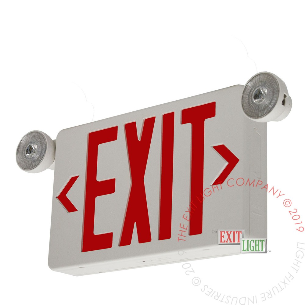 LFI Lights | Red LED Exit Sign Emergency Light Combo | Compact UL COMBOC-R-W-BB