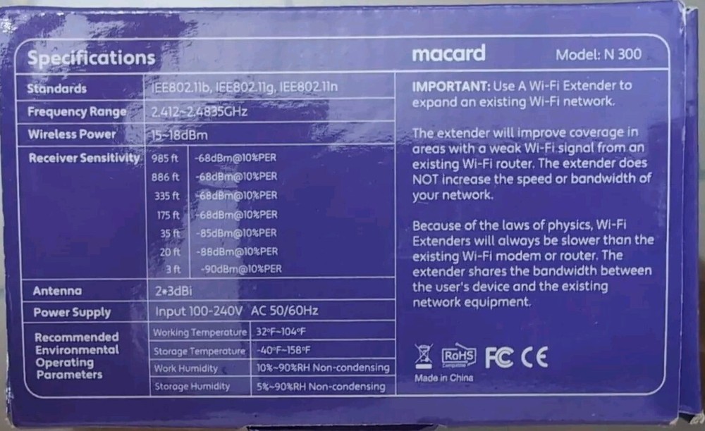 Macard WiFi Extender Signal Booster