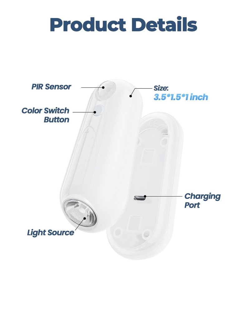 Toilet Night Light Motion Sensor, 8 Color Changing LED Wall Motion Sensor Lig...