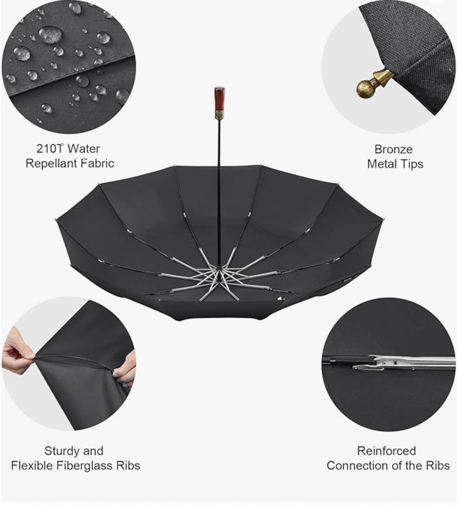 54 Inch Large Compact Windproof Golf Umbrella for Rain Oversized Auto Open Close