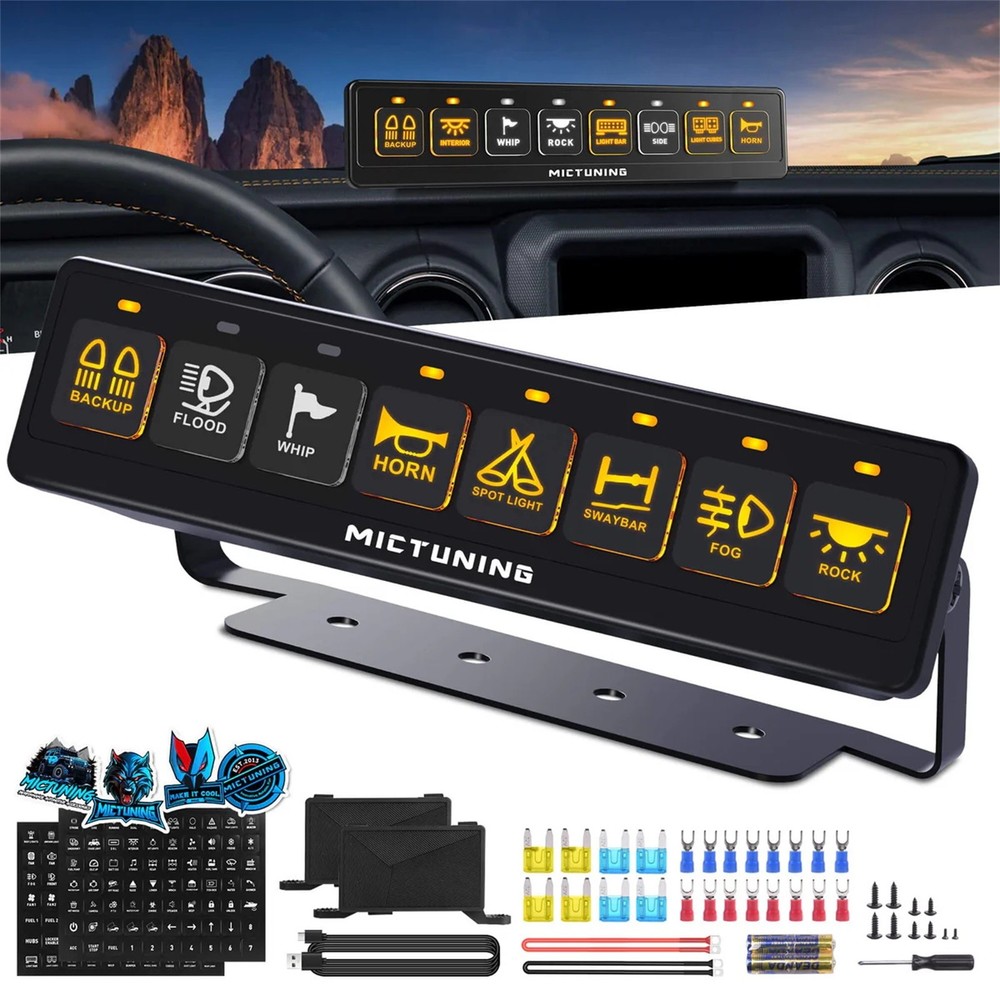 8 Gang Wireless Switch Panel Offroad LED Light Bar Circuit Control Relay System