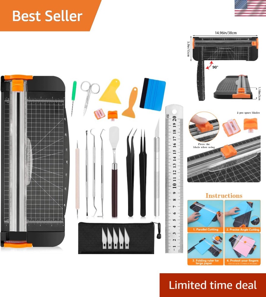Comprehensive 23PCS Craft Tool Set with Paper Cutter for Vinyl Projects