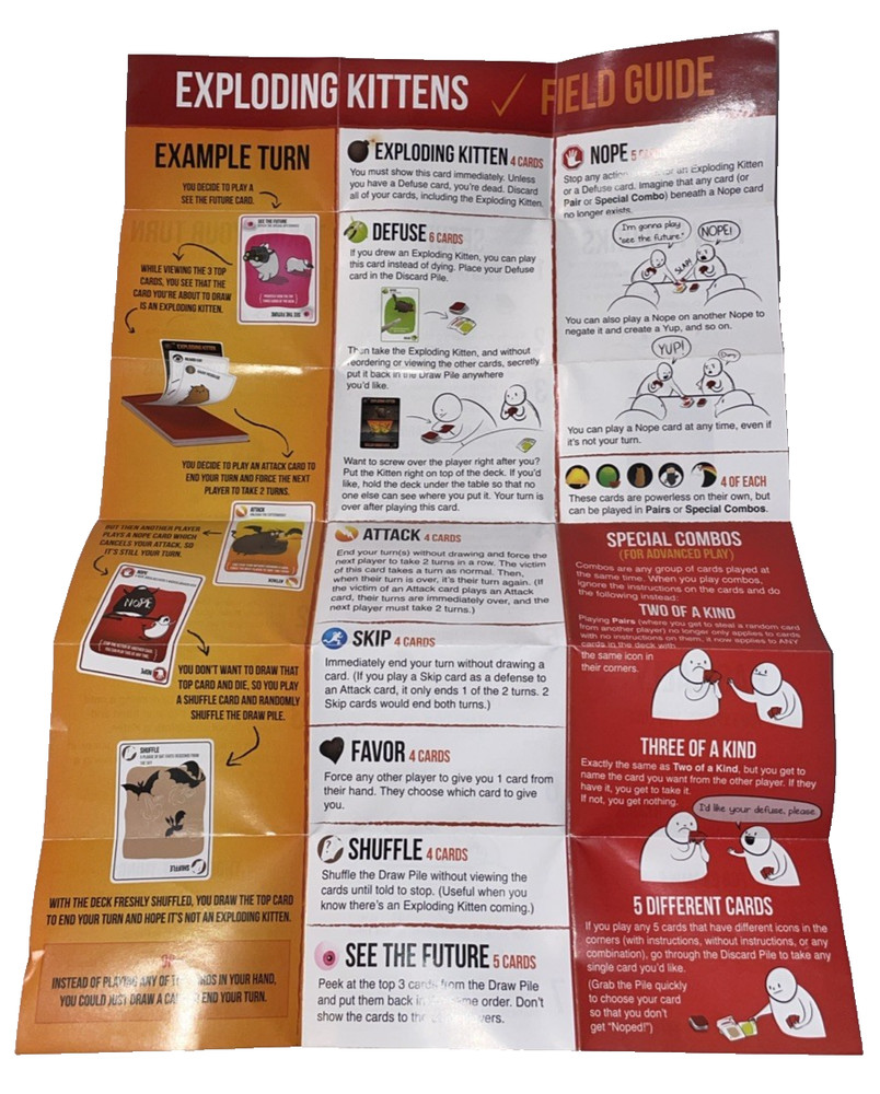 Exploding Kittens Card Game Complete Box with Instructions Does not make Noise *