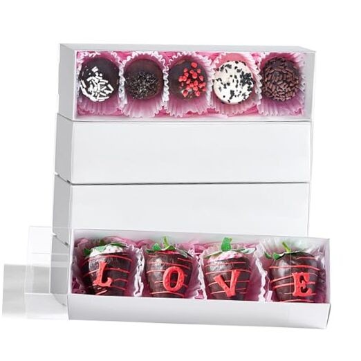 TEMLQPACK Bakery Packaging Supplies:Pack Chocolate Covered Strawberry 12 White