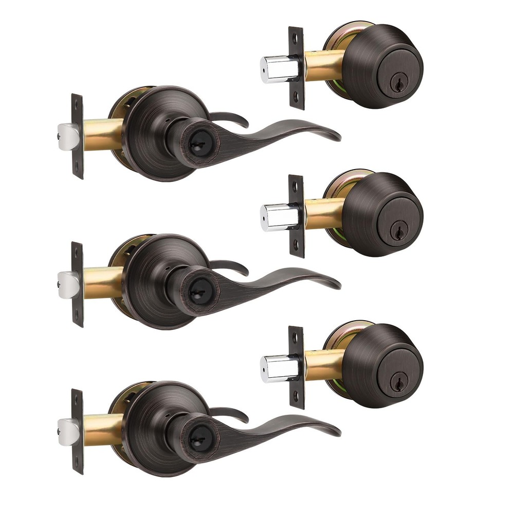 Secure Your Doors - Gobrico 3 Pack Wave Entry Lever Lockset