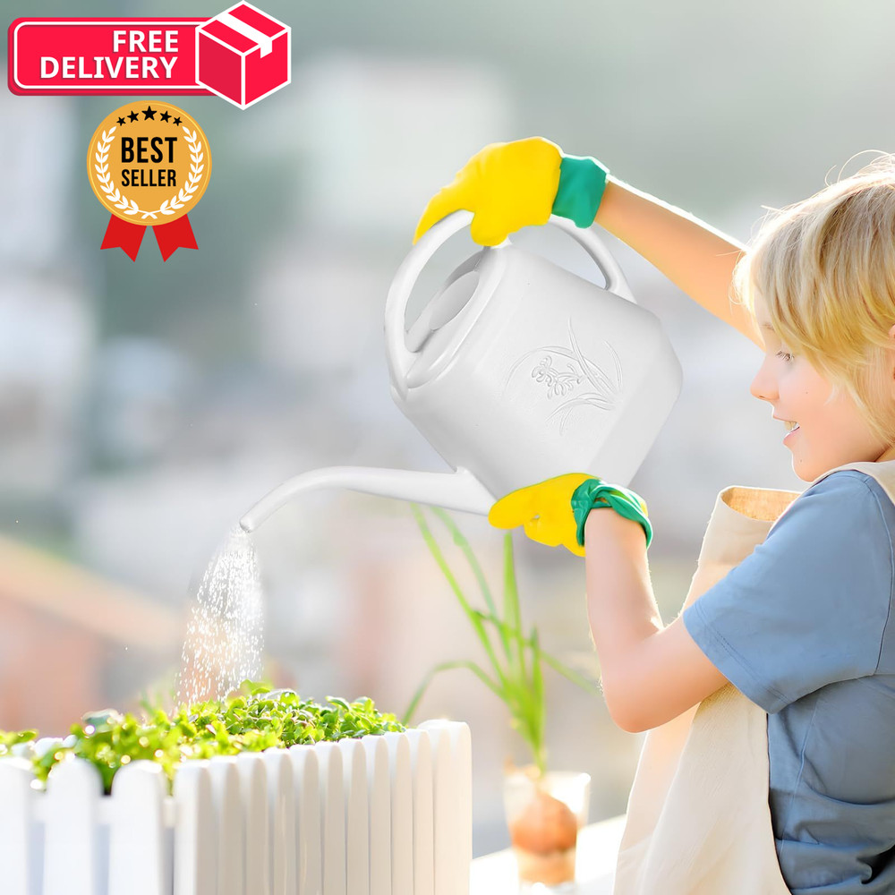 UFANME Plastic Watering Can - White Color - 1 Gallon