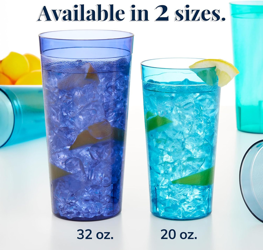 Plastic Tumblers 12Pk 32Oz Reusable Stackable Break Resistant Drinking Cups