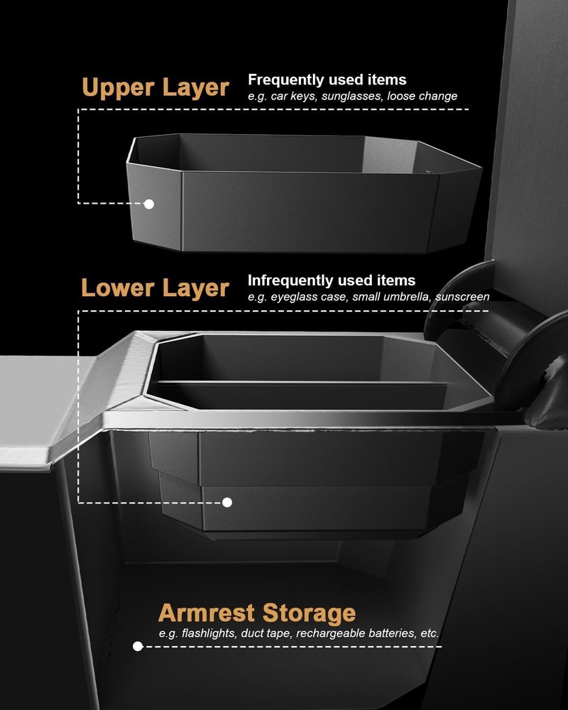 Double-Layer Center Console Organizer For 2025 Tucson Doule-Layer