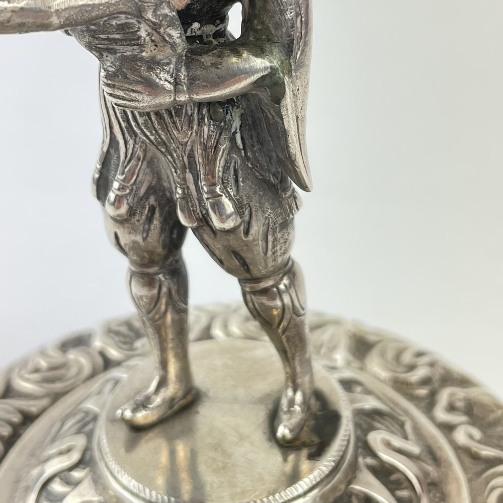Antique Probably Spanish Solid “915” Silver Figural Chamberstick Figurehead 18cm