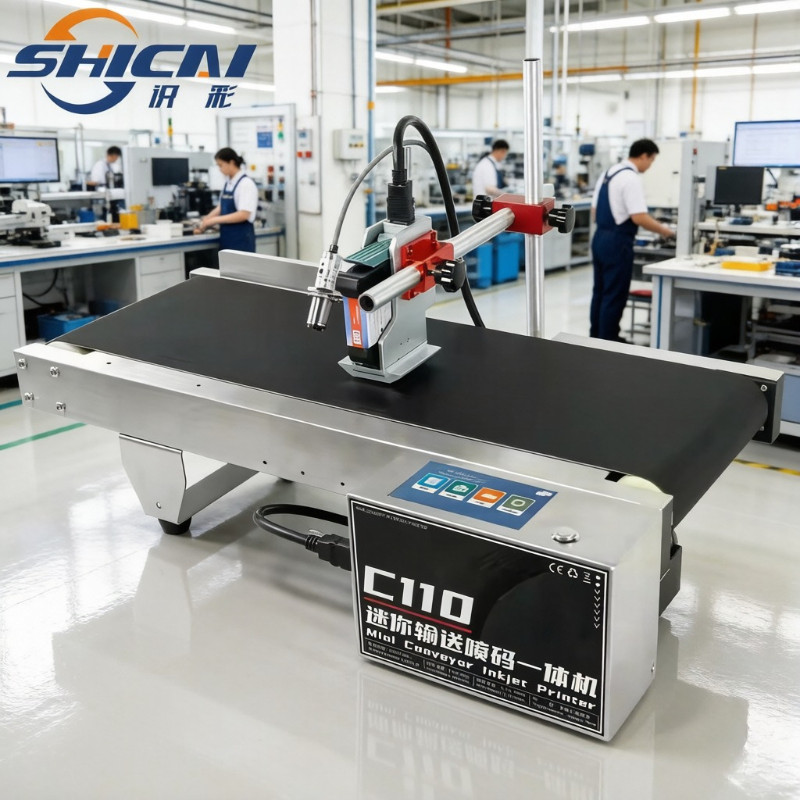 Mini automatic online inkjet printer prints batch barcodes on packaging