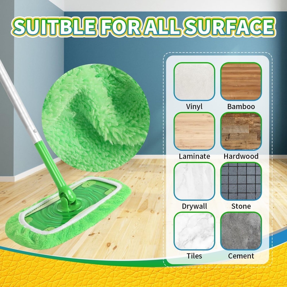 Reusable Microfiber Mop Pads Compatible w/ Dry Swiffer Sweeper 3 Pack Washable