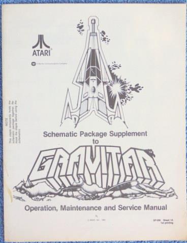 ATARI Schematic Supplement for GRAVITAR Operators Manual SP-206