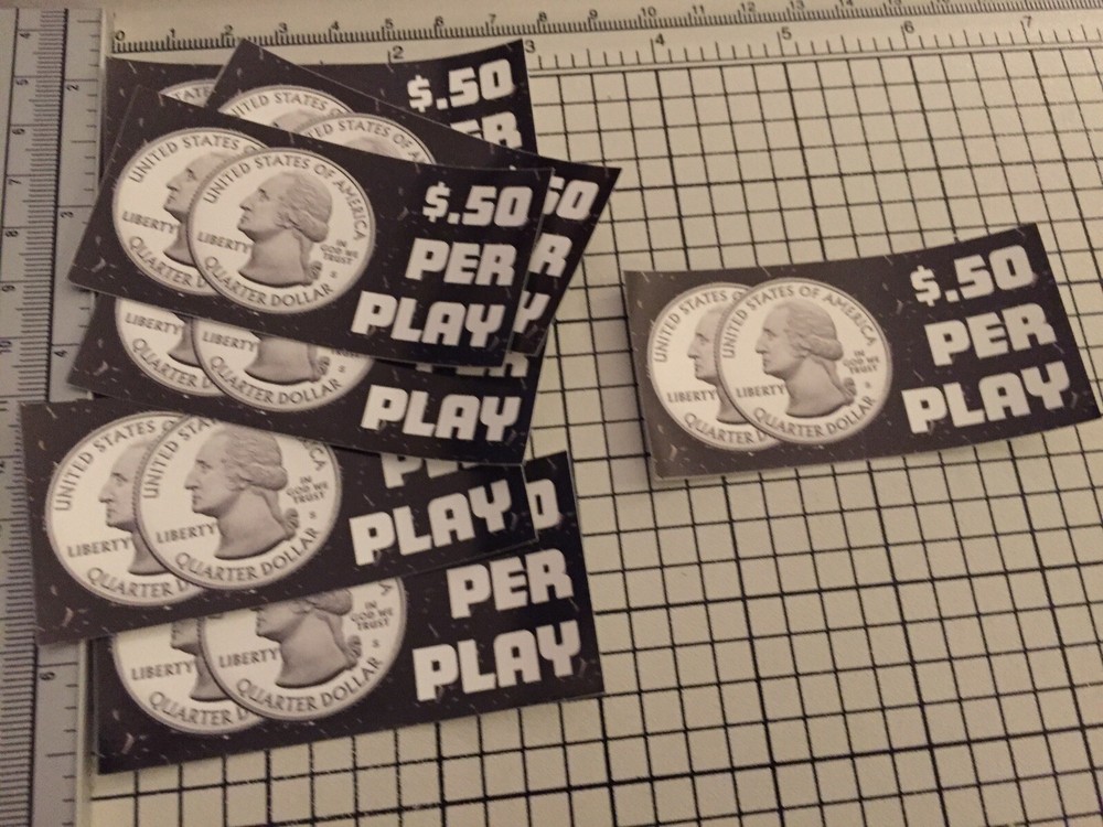 $.50 Per Play Arcade Stickers - 10 Pack