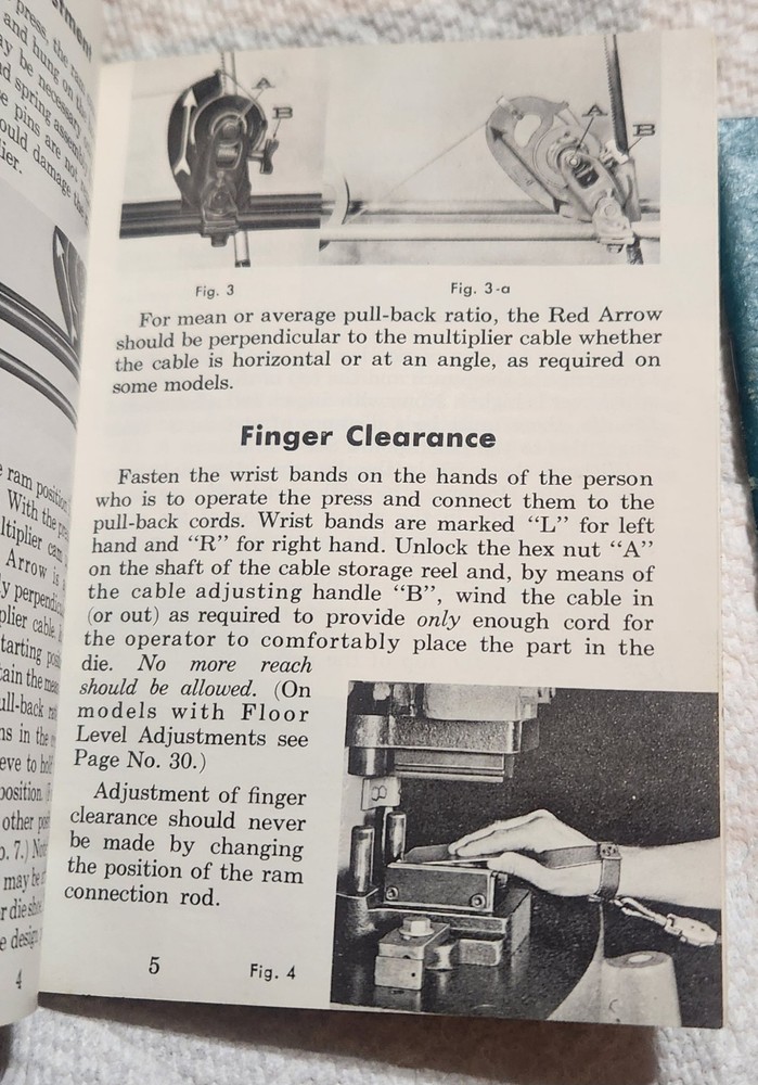 1959 & 1968- Possons Pullback Safety Devices Maintain Adjust Die Setting Manual