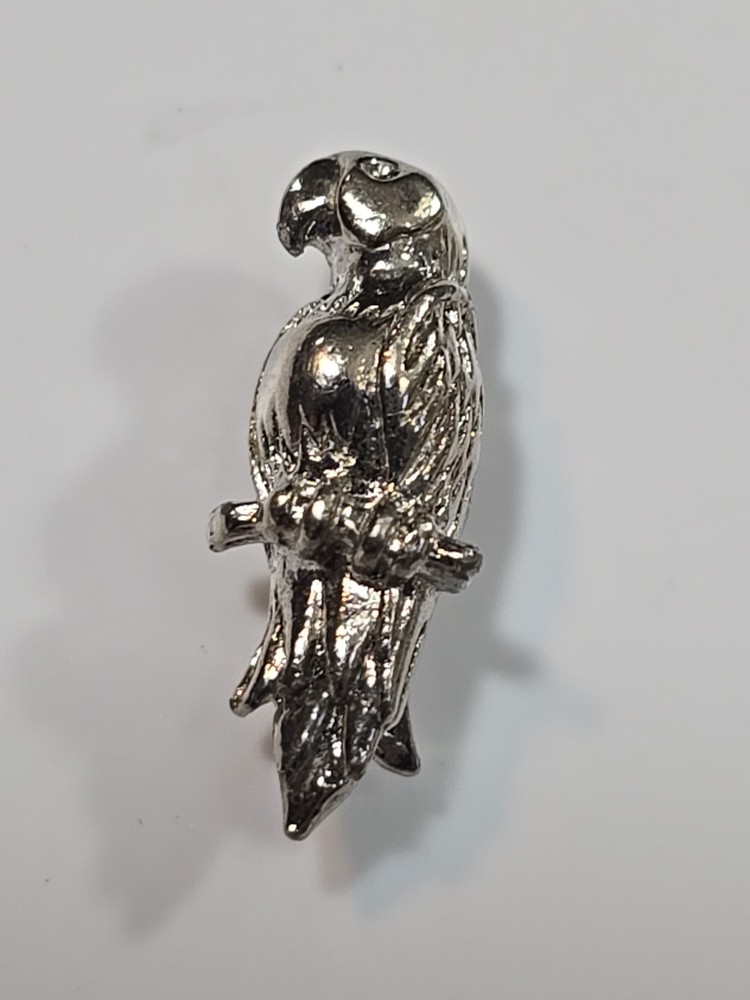 Parrot Lapel Pin Small 3-D Silver Color