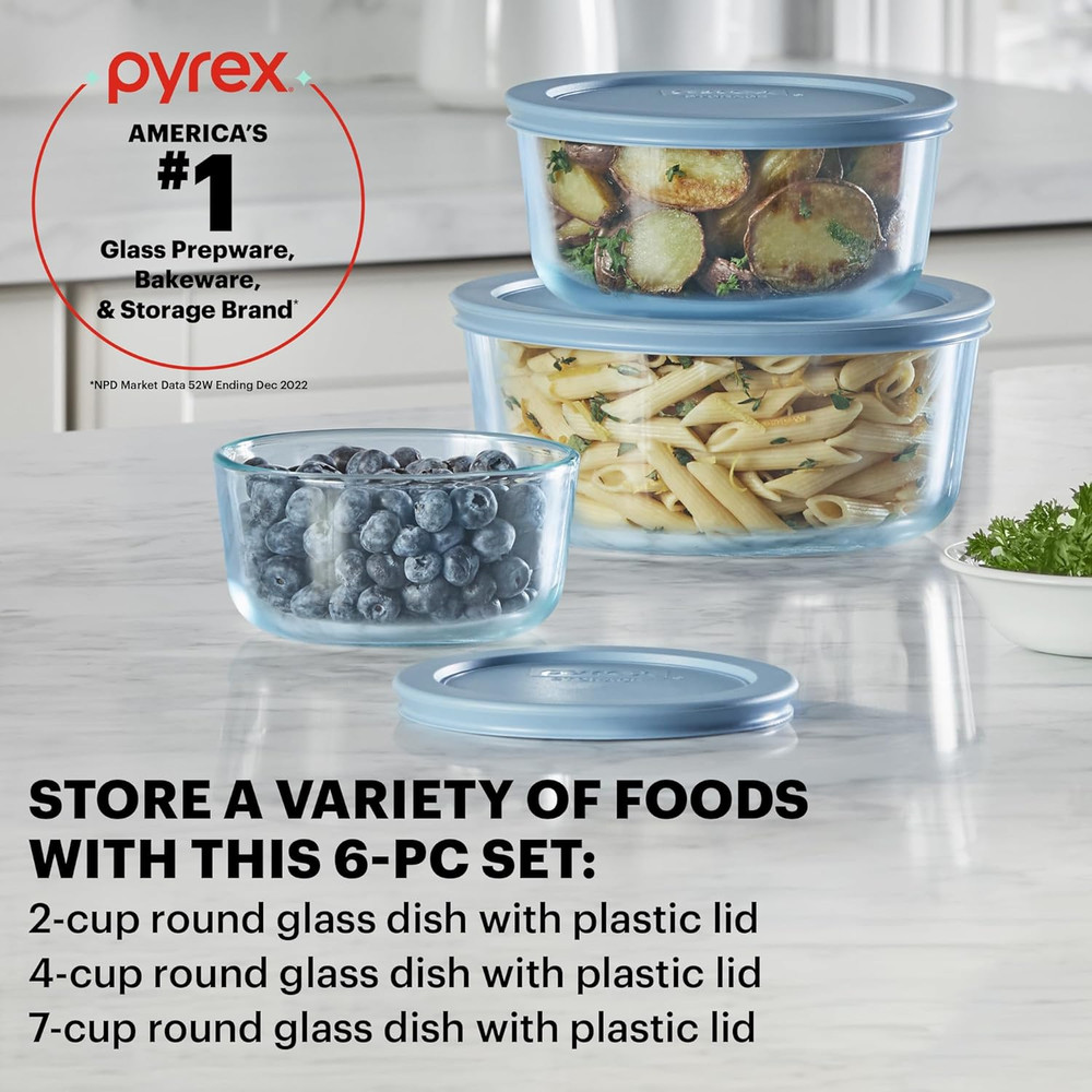 Colors Tinted (6-PC Medium) Small/Medium round Food Storage Container Set, Snug