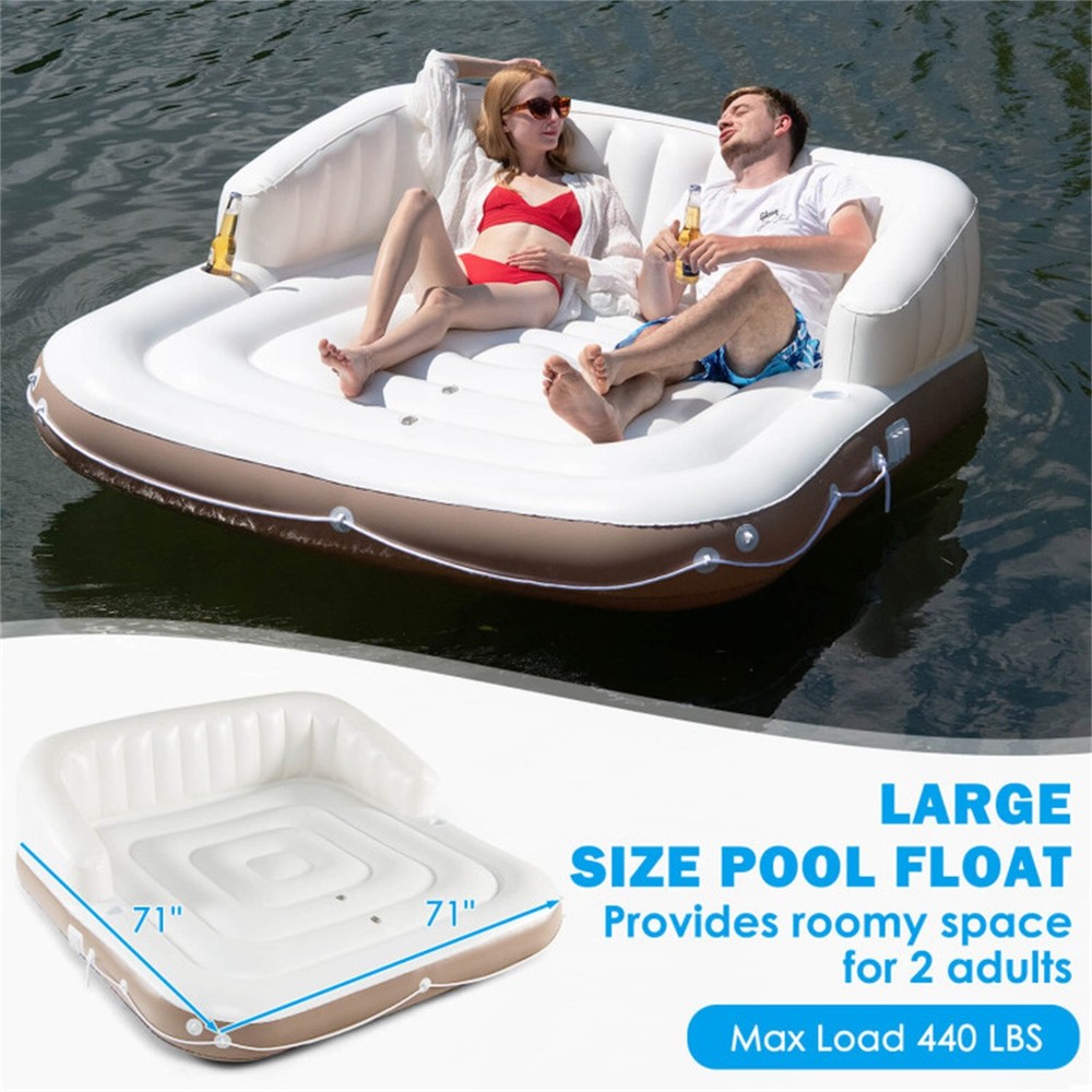 Inflatable Pool Float Lounge with Removable Canopy 441LB Capacity Folding Raft