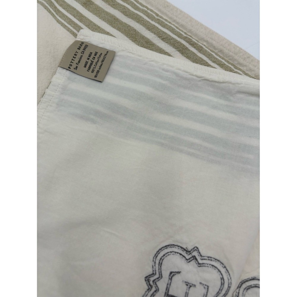Pottery Barn 108 Table Runner Stripe Cotton Monogram E Farmhouse
