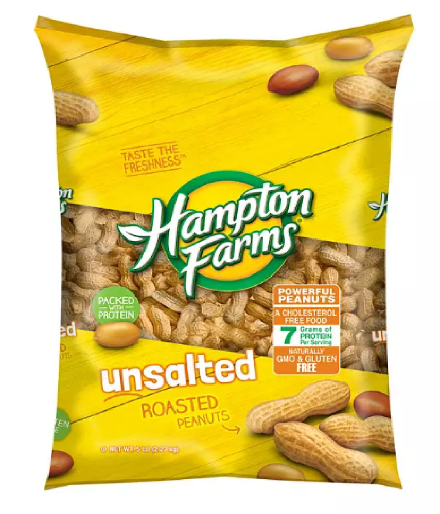 4 PACK Hampton Farms Unsalted In-Shell Peanuts (20 lbs. TOTAL )