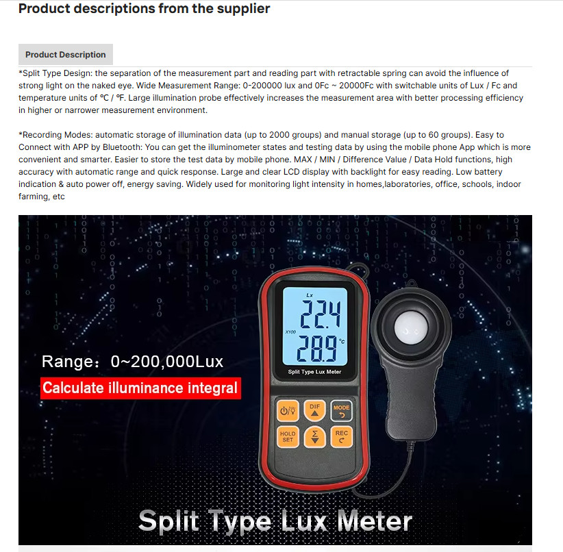GM1030 Digital Handheld Light Meter Split Type Lux Meter