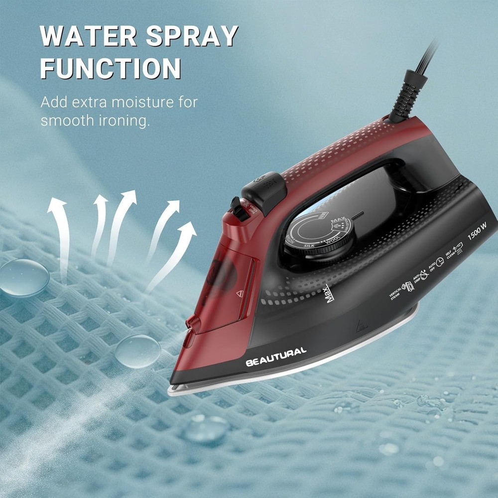 iron with three automatic power-off settings and a powerful 1500-watt motor.