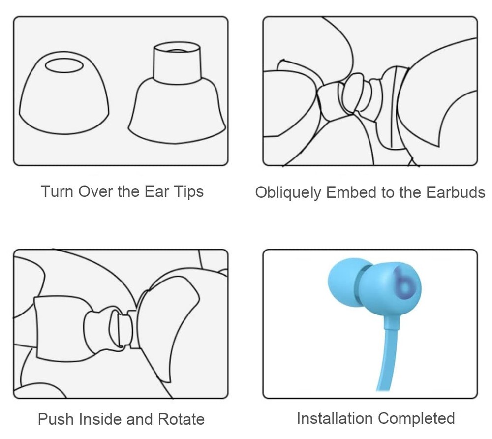 ALXCD Eartips Compatible with Beats Flex Earbuds, S/M/L/D 4 Sizes 8 BLUE
