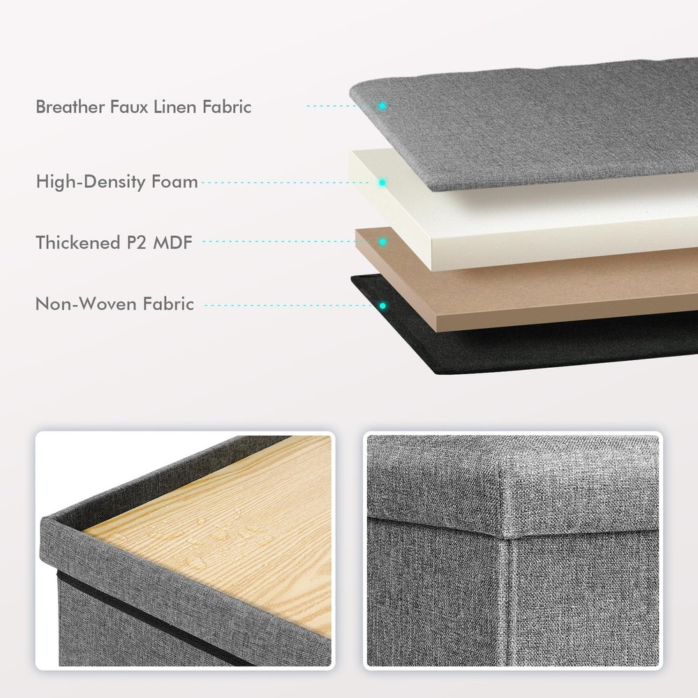 Storage Ottoman with Tray, Small Ottomans Cube Folding Coffee Table Foot Stoo...
