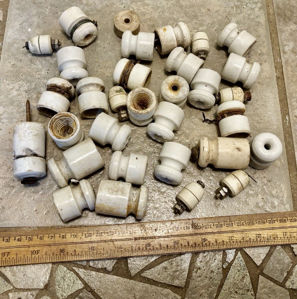 25+ Vintage Porcelain Ceramic Insulators Various Types