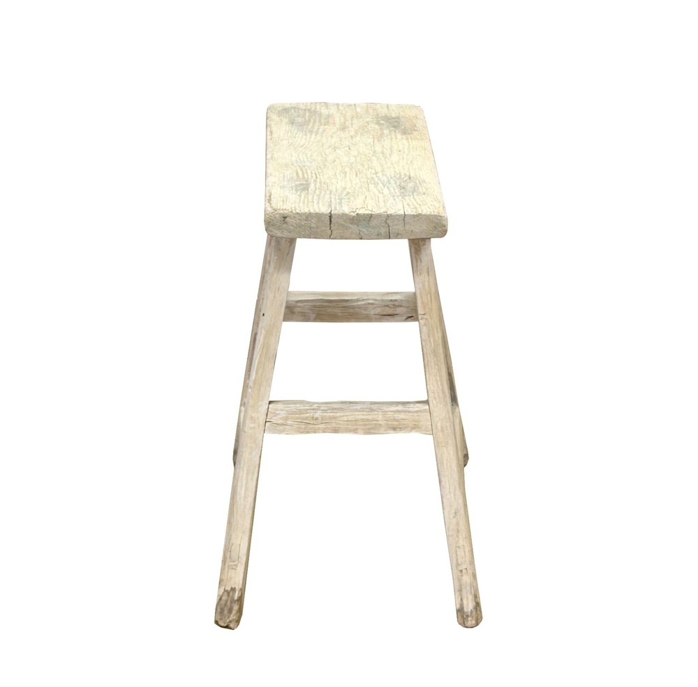 Rustic Raw Rough Wood Grain Rectangle Slim Stool Bench Side Table ws4629