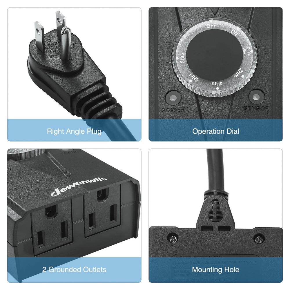 DEWENWILS Outdoor Timer Switch,Timer Outlet, Timer for Lights, Timer Switch 120V