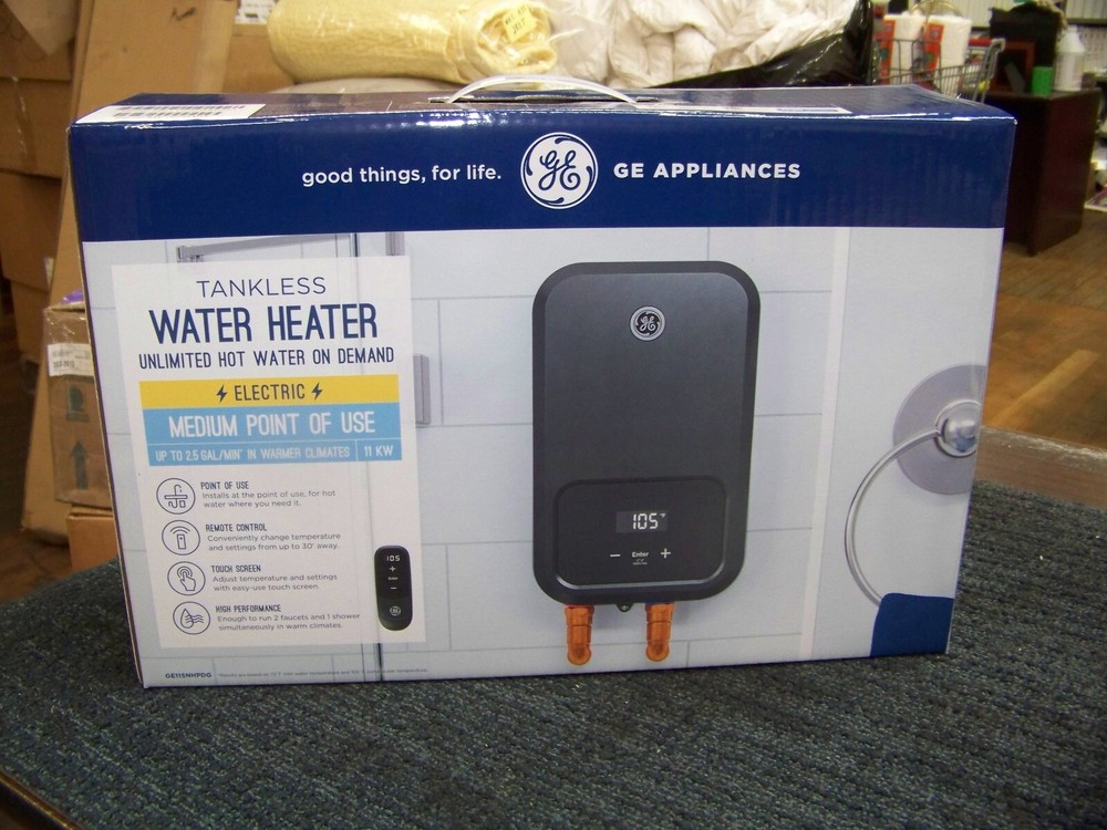 GE Tankless Water Heater Electric Remote Control Touch Screen 11KW 2.5 Gal/Min