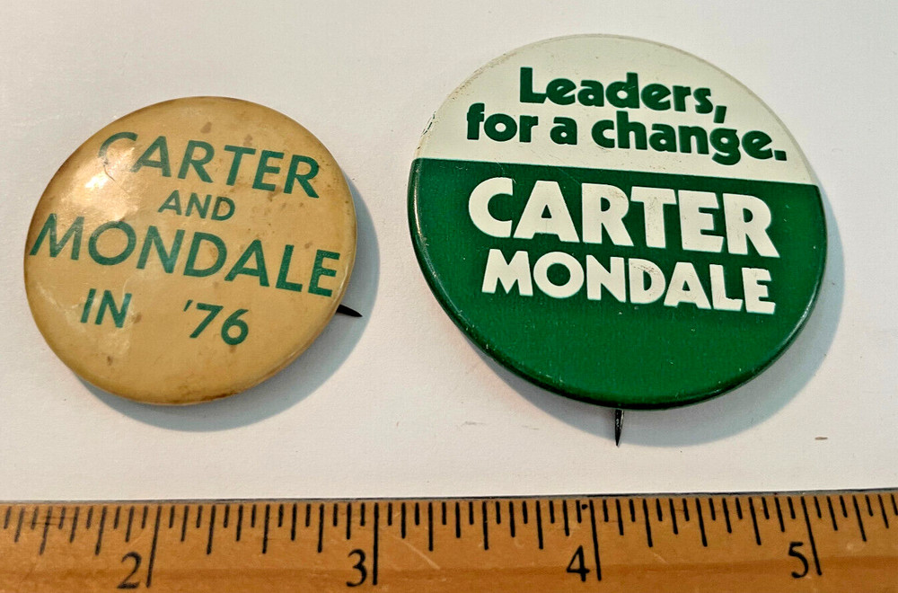 2 VTG 1976 Carter Mondale Campaign Pinback Button