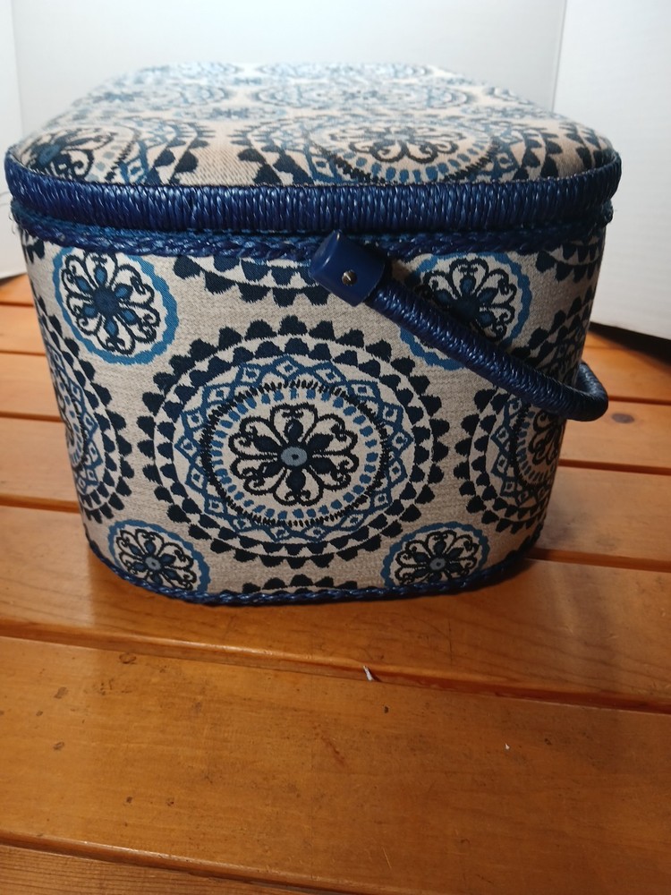 Sewing Box Organizer With Plastic Insert Mandala Style Pattern