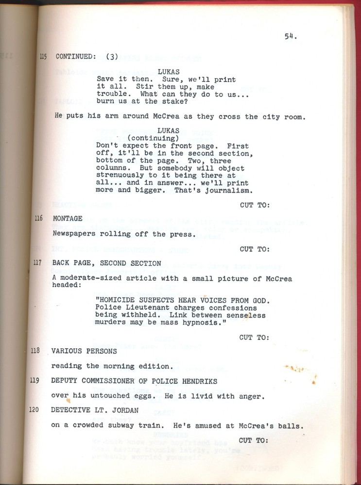 SAM LEVENE Original 1976 Final Script GOD TOLD ME TO Larry Cohen Screenplay