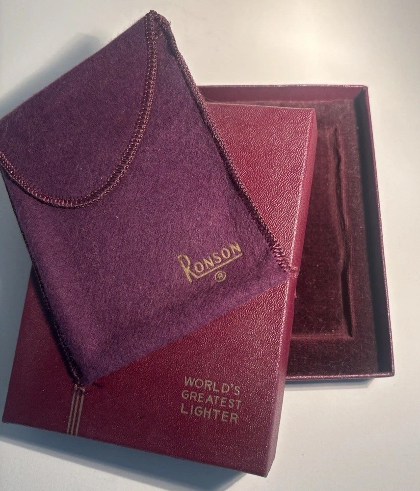 Vintage Ronson Cigarette Case Lighter Never Used Original Box, Bag,Instructions