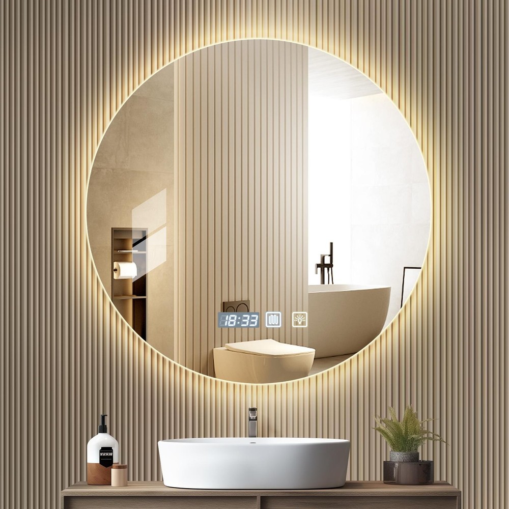 3 Color LED Lighted Bathroom Mirror,Smart Memory Function,Anti-Fog Vanity Mirror