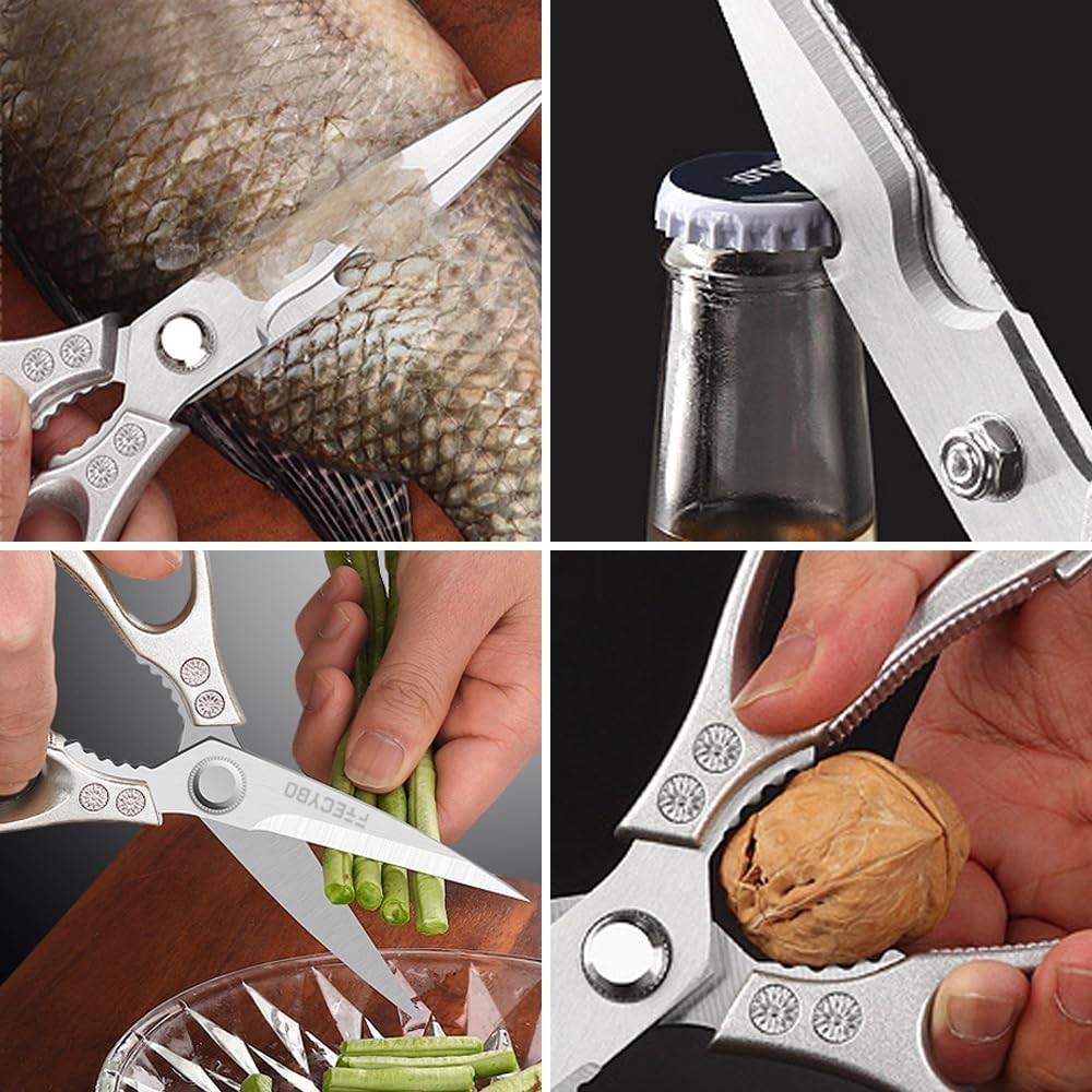 Heavy Duty Kitchen Scissors 2-Pack Stainless Steel Silver