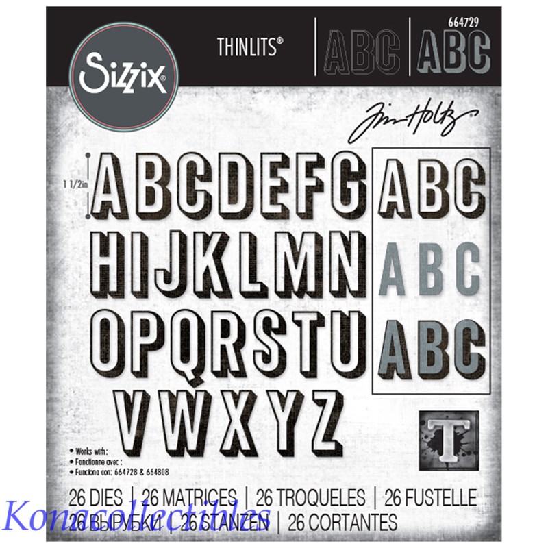 Tim Holtz Alphanumeric SHADOW-UPPER Thin Die Unbranded 666729