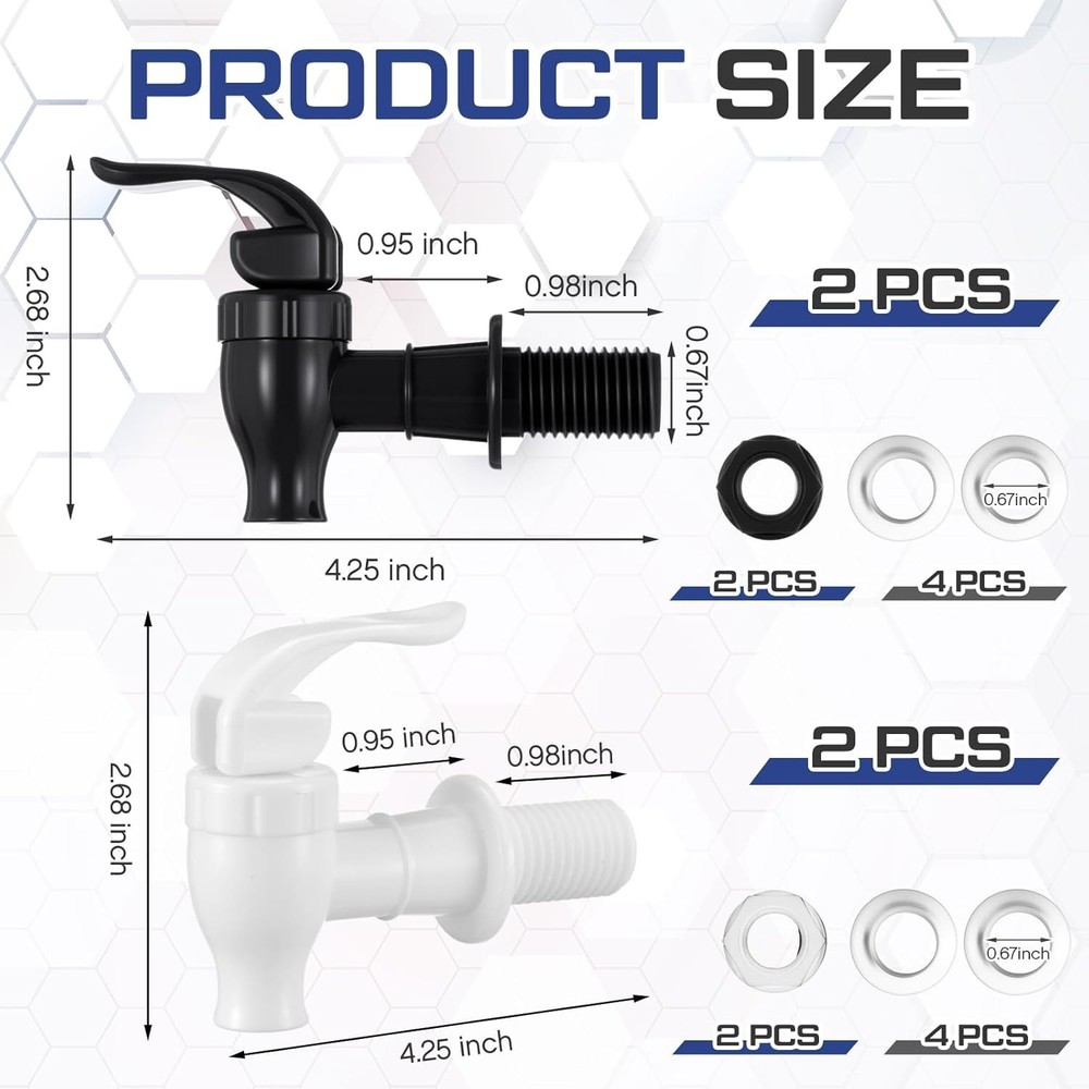 4 Sets BPA-Free Replacement Faucet, Reusable Spigot Spout Lever Pour Dispense...