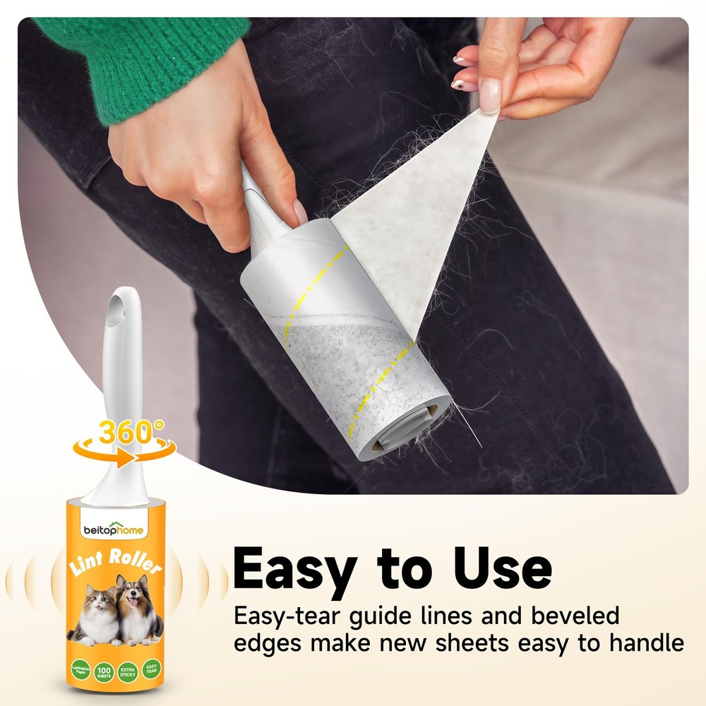 Lint Roller, 800-Sheet Extra Sticky Rollers for 800 Sheets + 4 Handles, White