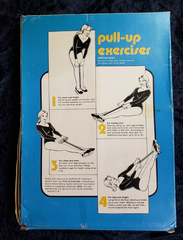 NOS Retro 1970s Exercise Justen Pull-Up Exerciser Spring Advertising Box free sh
