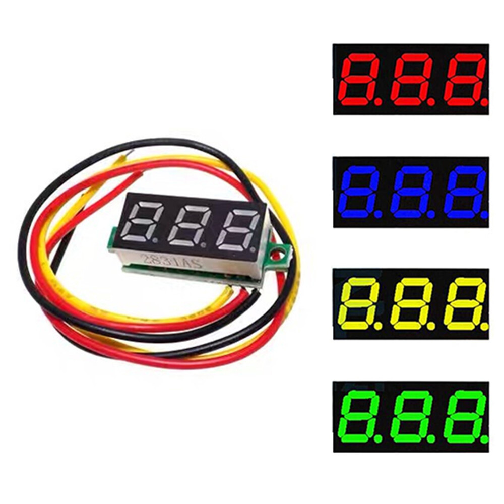 DC 0-100V 0.28" LED Voltmeter Display Voltage Panel Meter Blue Red 3 Wires