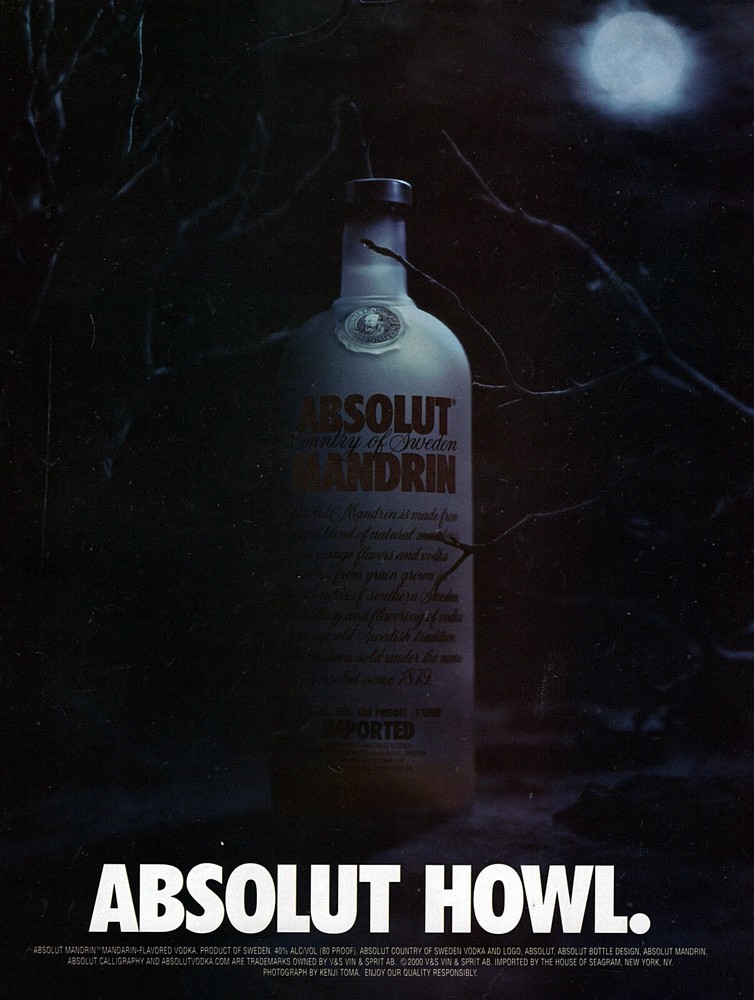 2000 Absolut Vodka "Absolut Howl" Original Color Print Ad
