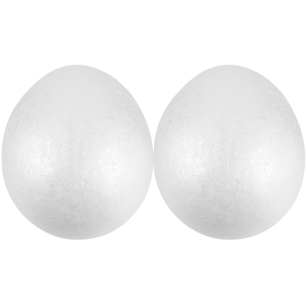 2Pcs White Foam Egg Shapes Ornaments 20cm Polystyrene Decoration
