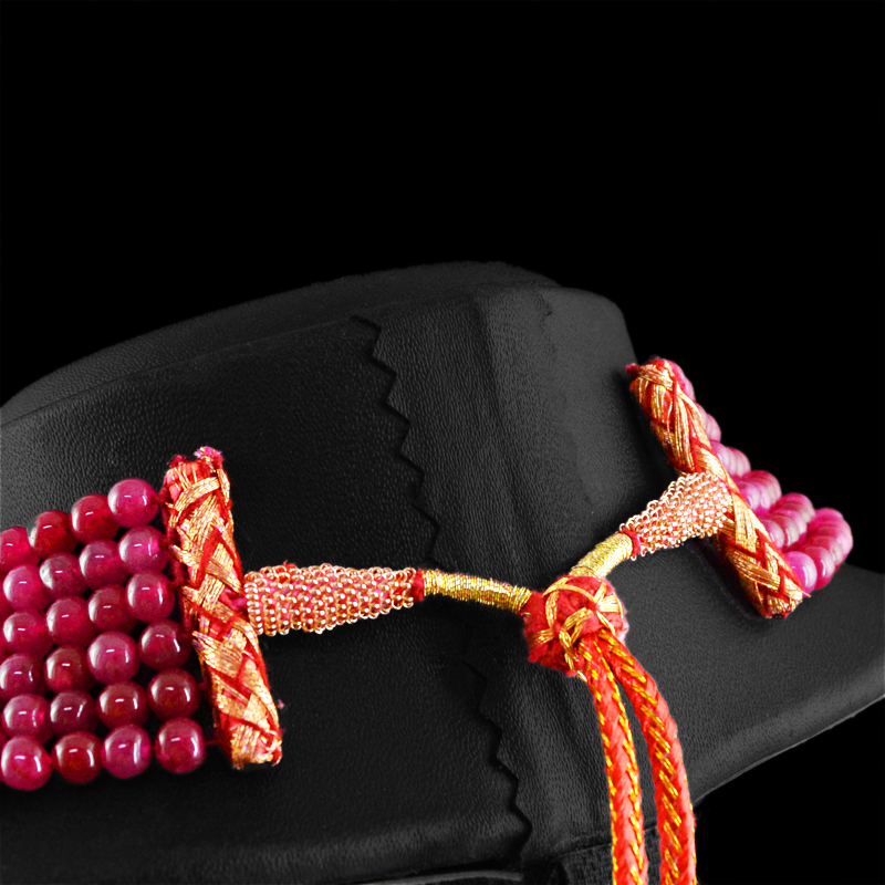 552.65 CTS EARTH MINED 6 STRAND ENHANCED RUBY ROUND BEADS NECKLACE (DG)