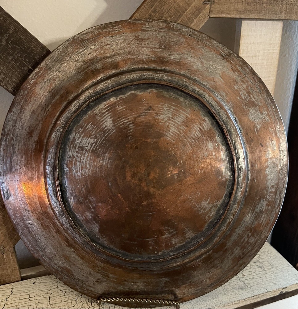 Antique Persian Copper Bowl Hand Engraved Arabic Script