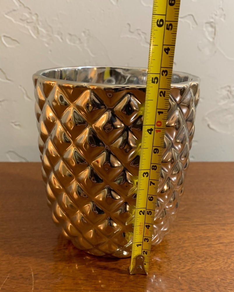 Ceramic Metallic Gold Pineapple Planter Geometric 5" MOD