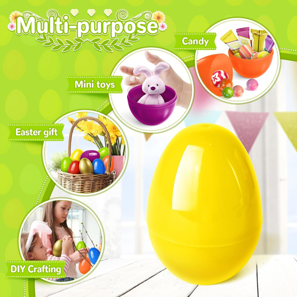 120PCS 3.5 inch Plastic Easter Eggs Plus 8 Golden Easter Eggs, Empty Easter Eggs