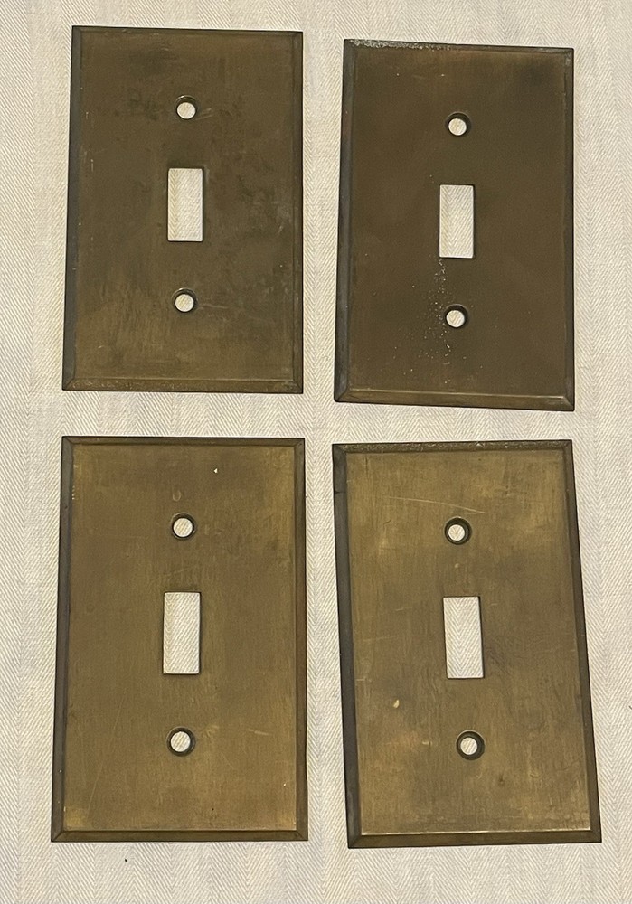 4 Vintage Bryant Light Switch Wall Plate Covers Rectangle Brass Hardware