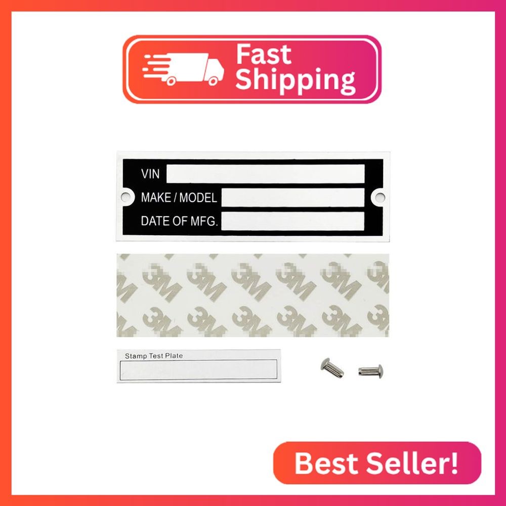 Trailer VIN ID Plate Blank Data TAG Model Identification VIN Serial Number, Mode